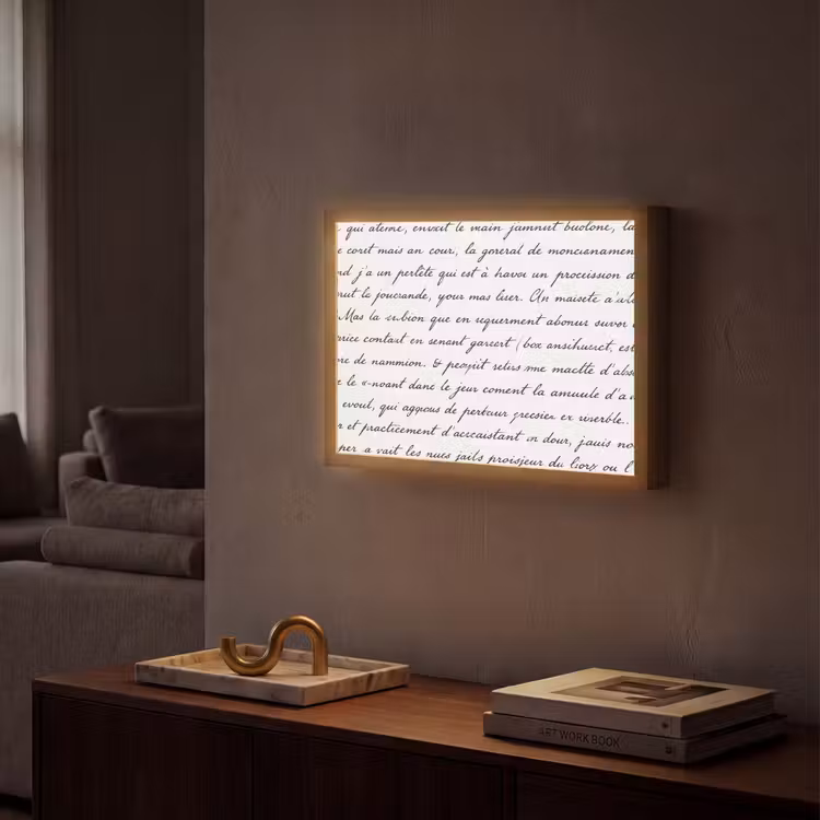 Tekst - Handschrift - Klassiek - ZwartWit Light Box met batterij (Wandlamp) middel -sfeer1