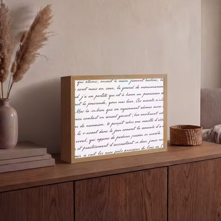 Tekst - Handschrift - Klassiek - ZwartWit Light Box met batterij (Wandlamp) middel -sfeer2