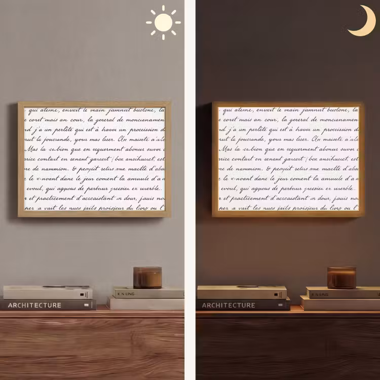 Tekst - Handschrift - Klassiek - ZwartWit Light Box met batterij (Wandlamp) middel -sfeer3