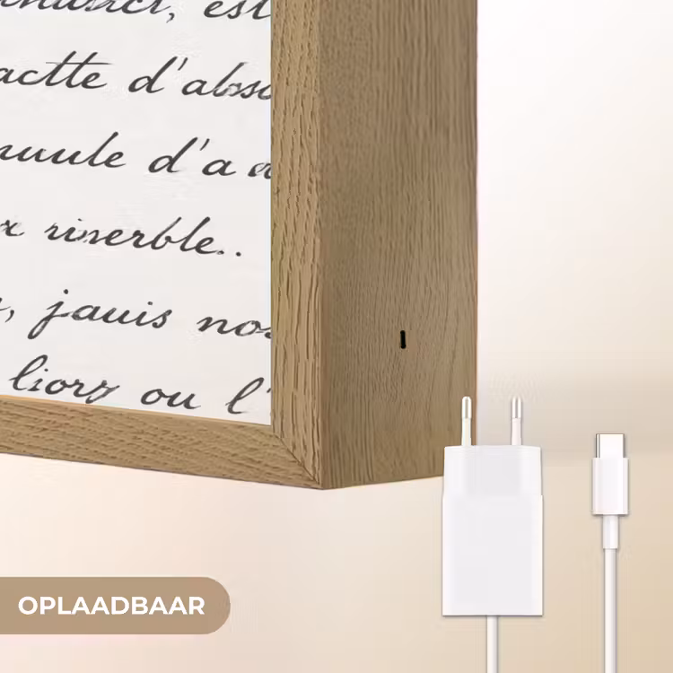 Tekst - Handschrift - Klassiek - ZwartWit Light Box met batterij (Wandlamp) middel -USP_websiteoplaadbaarNL