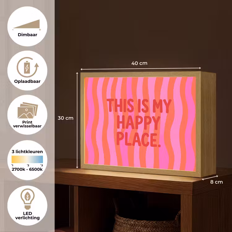 Tekst - Modern - Kleurrijk Light Box met batterij (Wandlamp) middel -USP_websiteoverzichtNL