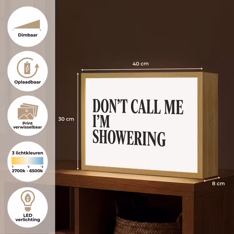 Tekst - Modern - Zwart - Wit Light Box met batterij (Wandlamp) middel -USP_websiteoverzichtNL