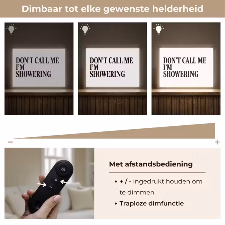 Tekst - Modern - Zwart - Wit Light Box met batterij (Wandlamp) middel -USP_dimbaarNL