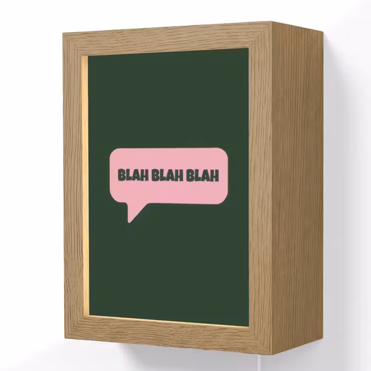 Tekstwolk - BLAH BLAH BLAH - Roze Light Box met kabel (Wandlamp) klein -3d