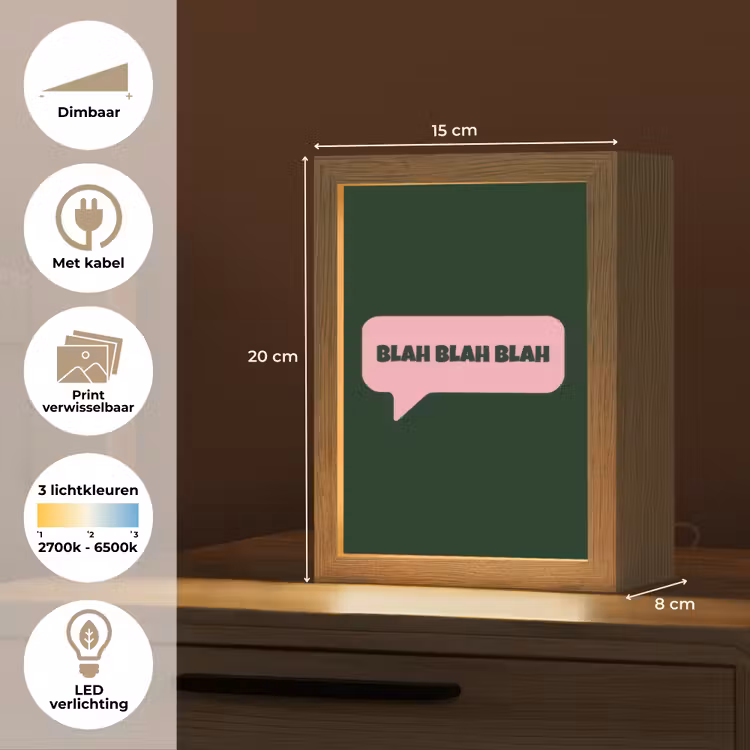Tekstwolk - BLAH BLAH BLAH - Roze Light Box met kabel (Wandlamp) klein -USP_websiteoverzichtNL