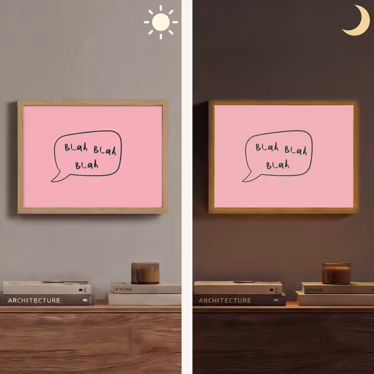Tekstwolkje - BLAH BLAH BLAH - Roze Light Box met batterij (Wandlamp) middel -sfeer3
