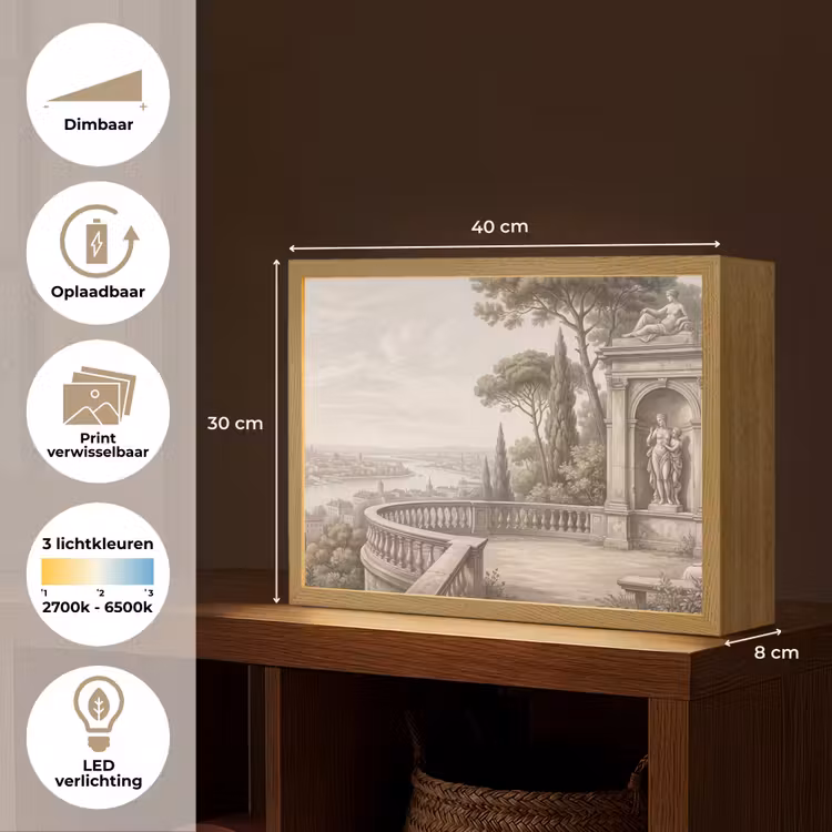 Terras - Stad - Uitzicht - Rivier Light Box met batterij (Wandlamp) middel -USP_websiteoverzichtNL