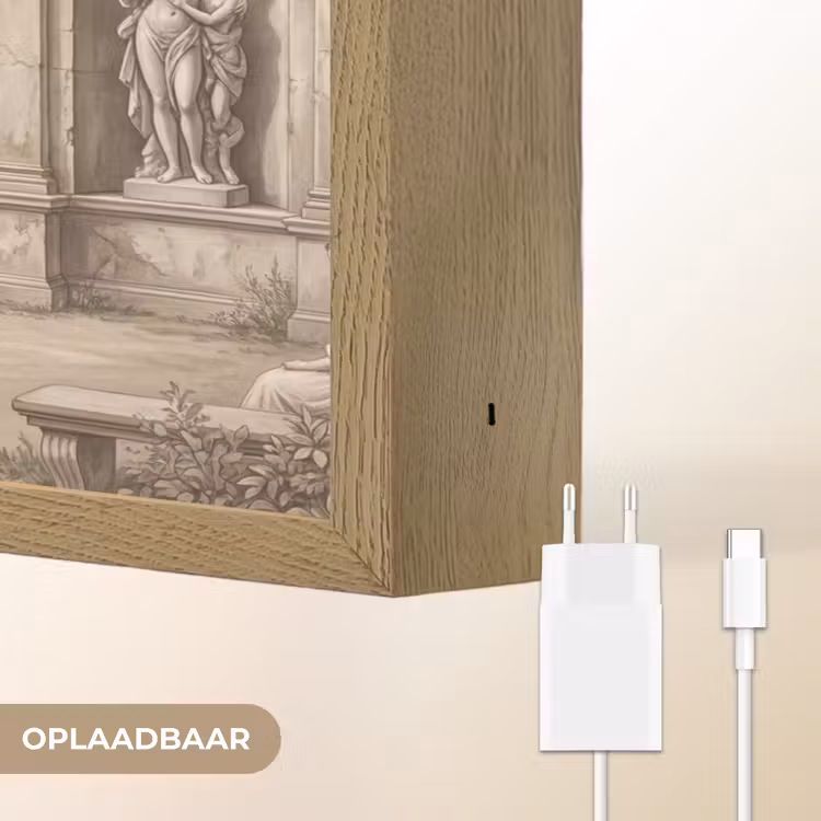 Terras - Stad - Uitzicht - Rivier Light Box met batterij (Wandlamp) middel -USP_websiteoplaadbaarNL