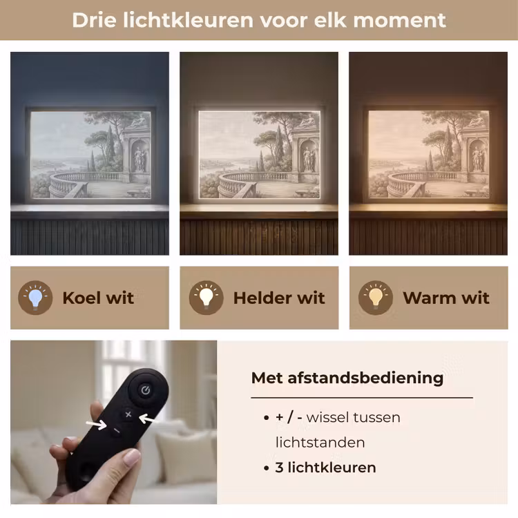 Terras - Stad - Uitzicht - Rivier Light Box met batterij (Wandlamp) middel -USP_lichtkleurNL
