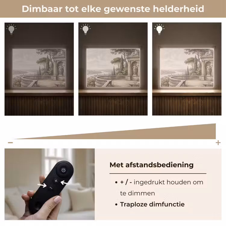 Terras - Stad - Uitzicht - Rivier Light Box met batterij (Wandlamp) middel -USP_dimbaarNL