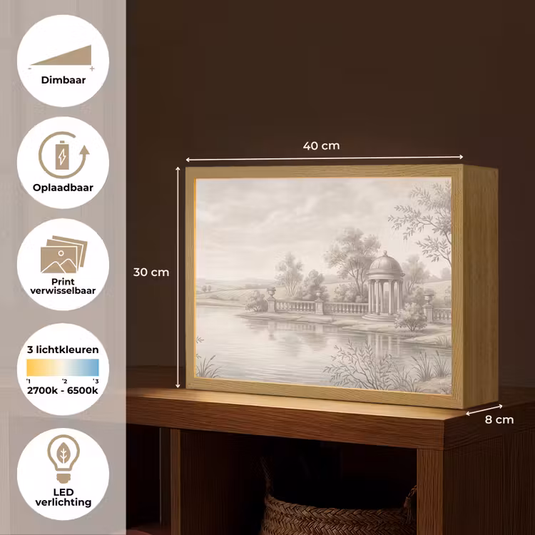Terras - Water - Natuur - Landschap Light Box met batterij (Wandlamp) middel -USP_websiteoverzichtNL