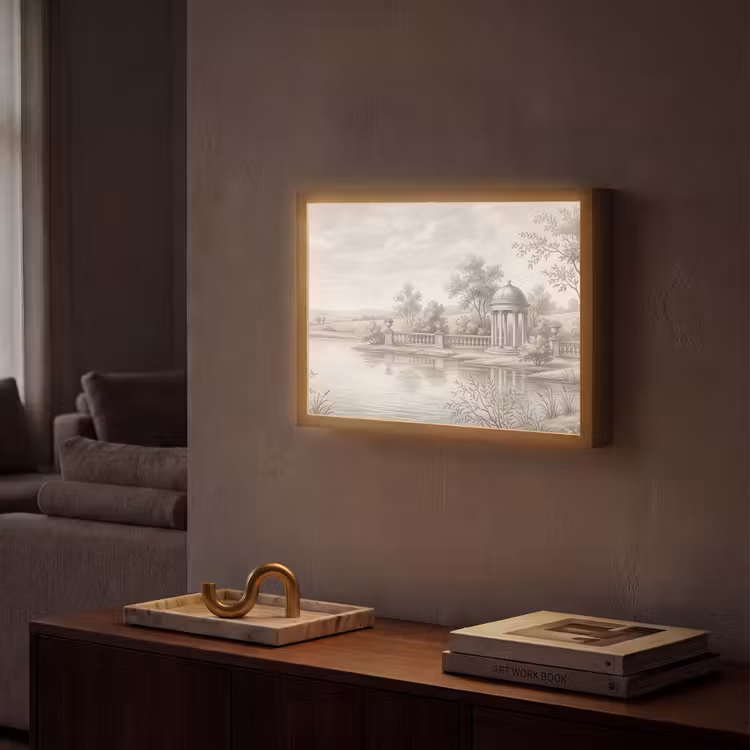 Terras - Water - Natuur - Landschap Light Box met batterij (Wandlamp) middel -sfeer1