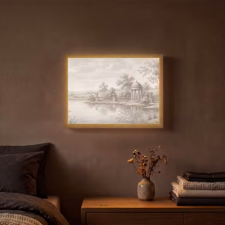Terras - Water - Natuur - Landschap Light Box met batterij (Wandlamp) middel -sfeer4