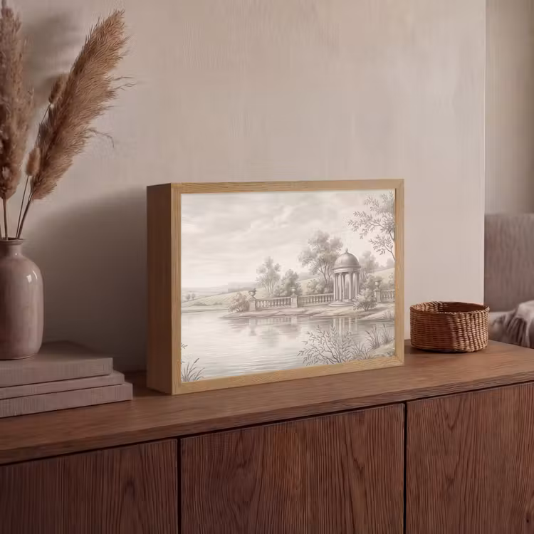 Terras - Water - Natuur - Landschap Light Box met batterij (Wandlamp) middel -sfeer2