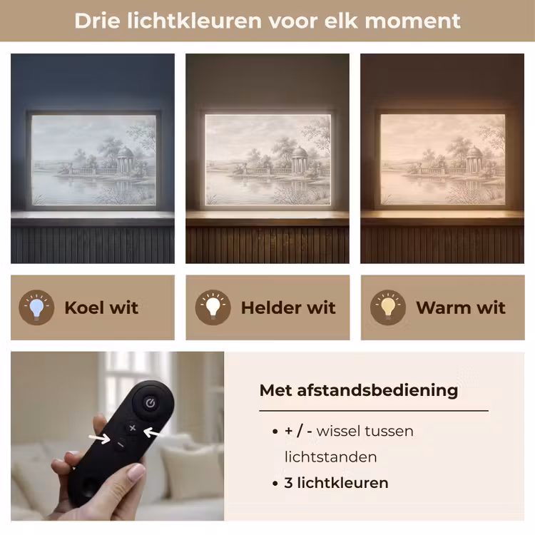 Terras - Water - Natuur - Landschap Light Box met batterij (Wandlamp) middel -USP_lichtkleurNL