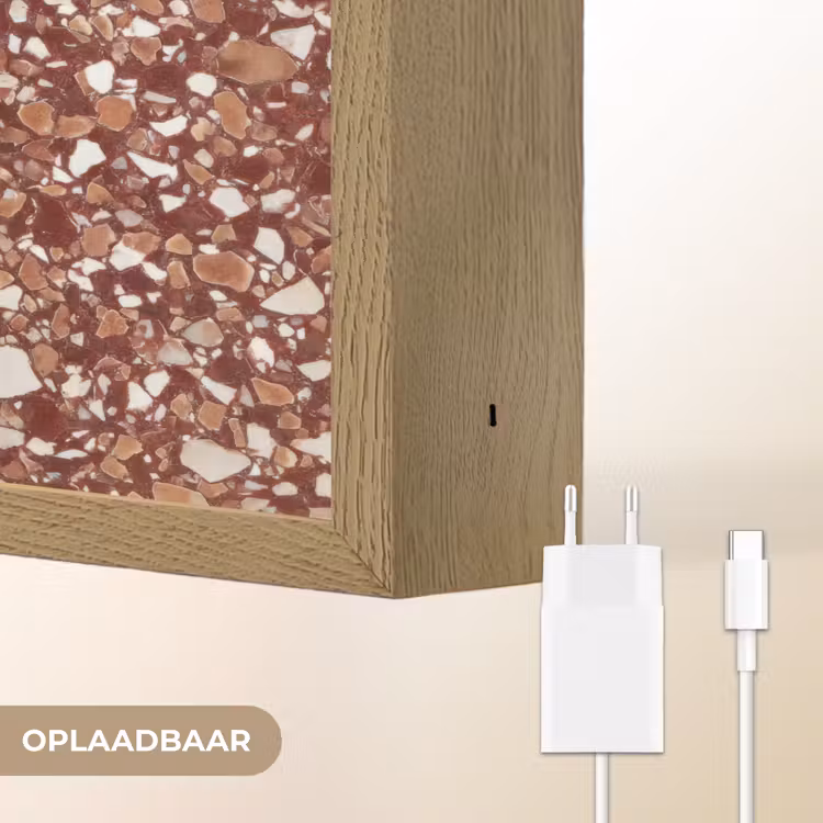 Terrazzo - Patroon - Steentextuur - Roodbruin Light Box met batterij (Wandlamp) middel 907 -USP_websiteoplaadbaarNL