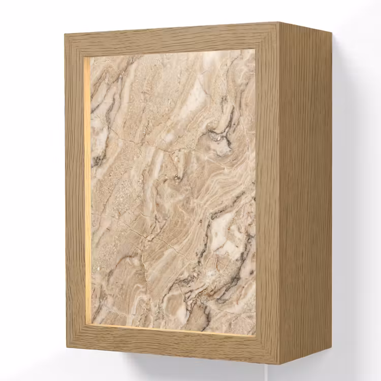 Textuur - Aders - Abstract - Modern - Beige Light Box met kabel (Wandlamp) klein -3d