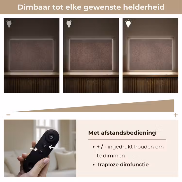 Textuur - Beton - Abstract - Donker - Bruin Light Box met batterij (Wandlamp) middel -USP_dimbaarNL