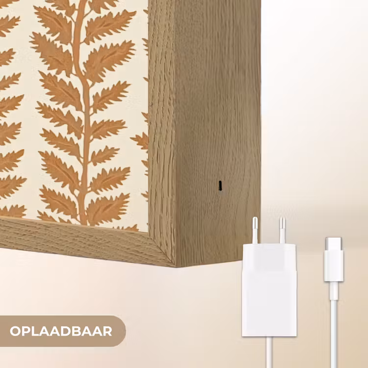 Textuur - Bladeren - Oker Light Box met batterij (Wandlamp) middel 907 -USP_websiteoplaadbaarNL