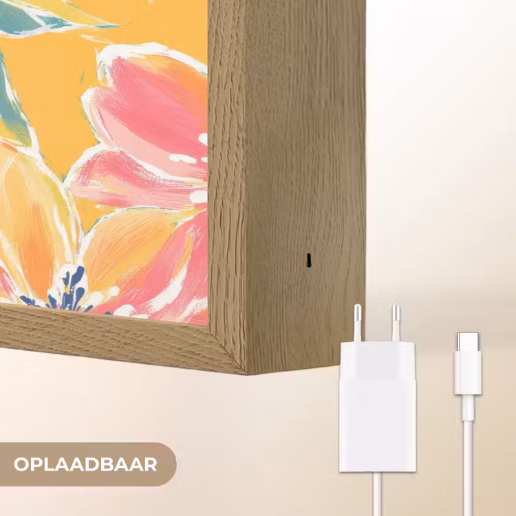 Textuur - Bloemen - Kleurrijk Light Box met batterij (Wandlamp) middel 907 -USP_websiteoplaadbaarNL