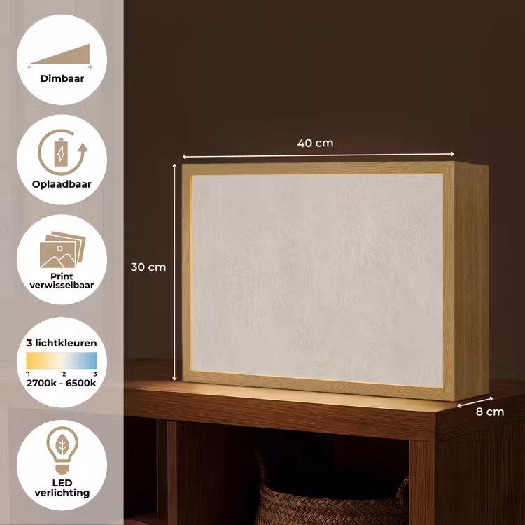 Textuur - Effen - Abstract - Beige Light Box met batterij (Wandlamp) middel -USP_websiteoverzichtNL