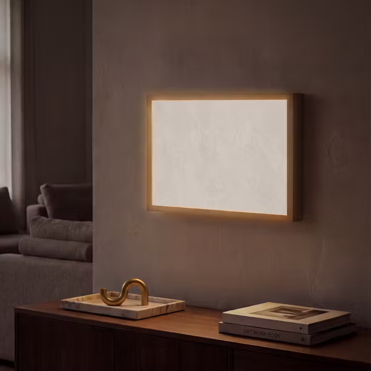 Textuur - Effen - Abstract - Beige Light Box met batterij (Wandlamp) middel -sfeer1
