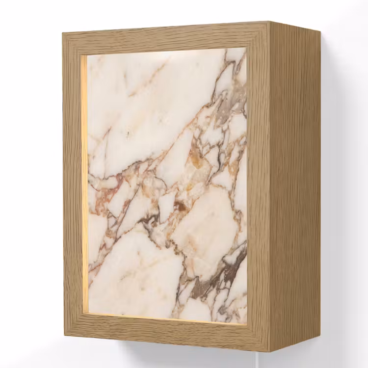 Textuur - Gesteente - Aderen - Abstract - Wit Light Box met kabel (Wandlamp) klein -3d