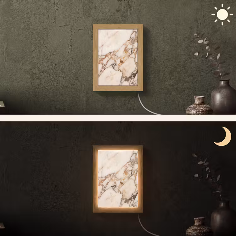 Textuur - Gesteente - Aderen - Abstract - Wit Light Box met kabel (Wandlamp) klein -sfeer3