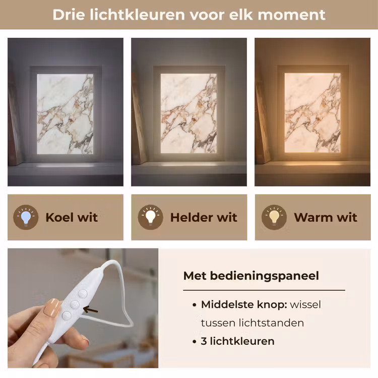 Textuur - Gesteente - Aderen - Abstract - Wit Light Box met kabel (Wandlamp) klein -USP_lichtkleurNL