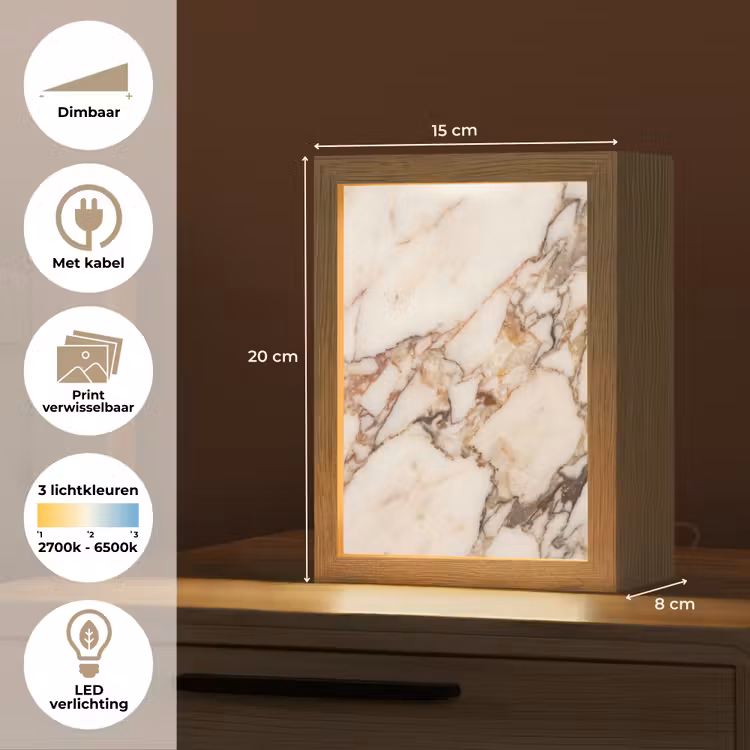 Textuur - Gesteente - Aderen - Abstract - Wit Light Box met kabel (Wandlamp) klein -USP_websiteoverzichtNL