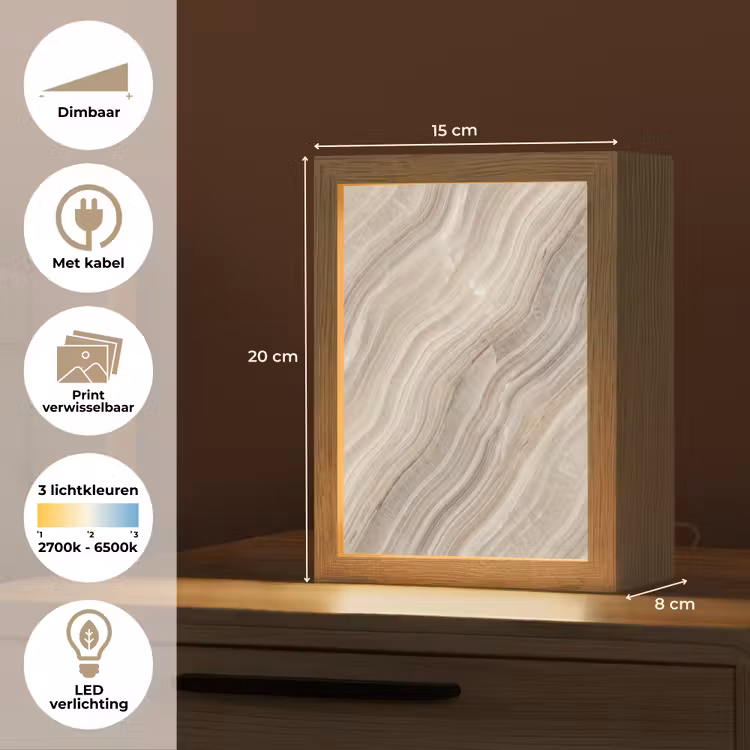 Textuur - Golvend - Abstract - Modern - Beige Light Box met kabel (Wandlamp) klein -USP_websiteoverzichtNL