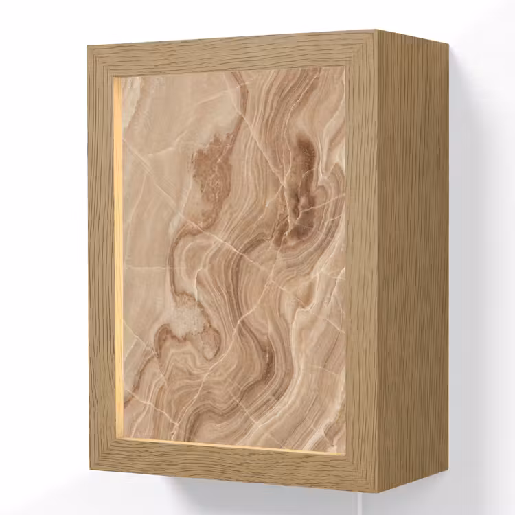 Textuur - Golvend - Abstract - Warm - Bruin Light Box met kabel (Wandlamp) klein -3d