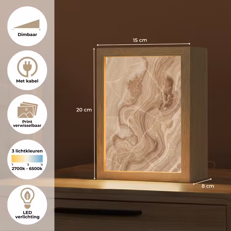Textuur - Golvend - Abstract - Warm - Bruin Light Box met kabel (Wandlamp) klein -USP_websiteoverzichtNL