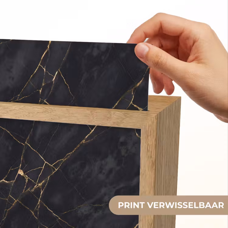 Textuur - Gouden lijnen - Abstract - Modern - Zwart Light Box met kabel (Wandlamp) klein -USP_websiteprintNL