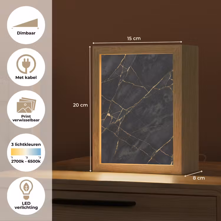 Textuur - Gouden lijnen - Abstract - Modern - Zwart Light Box met kabel (Wandlamp) klein -USP_websiteoverzichtNL