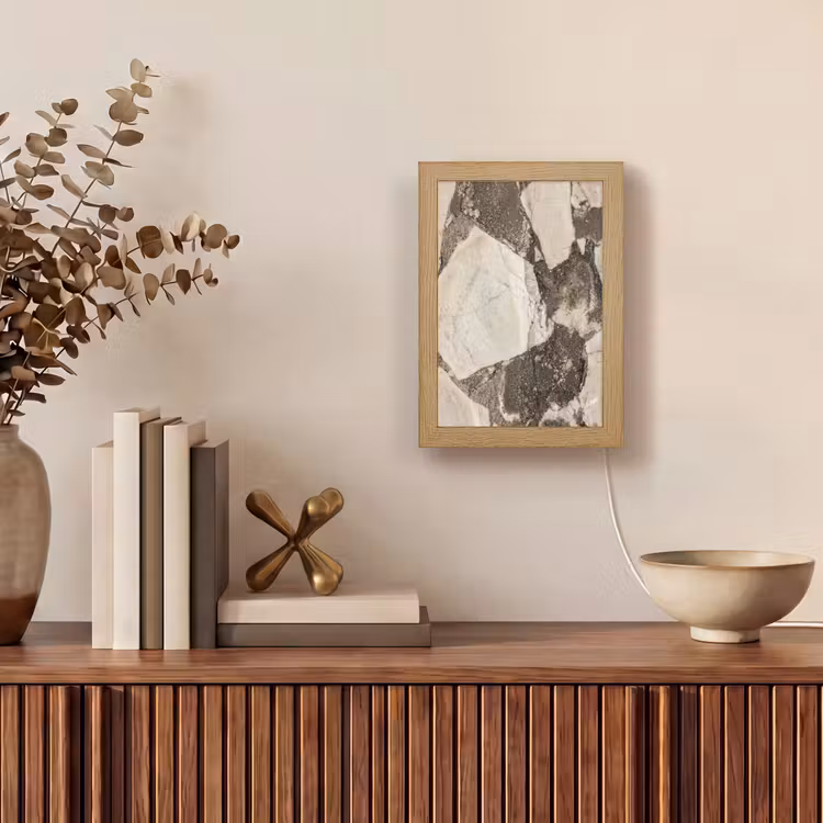 Textuur - Marmer - Abstract - Beige - Bruin Light Box met kabel (Wandlamp) klein -sfeer2