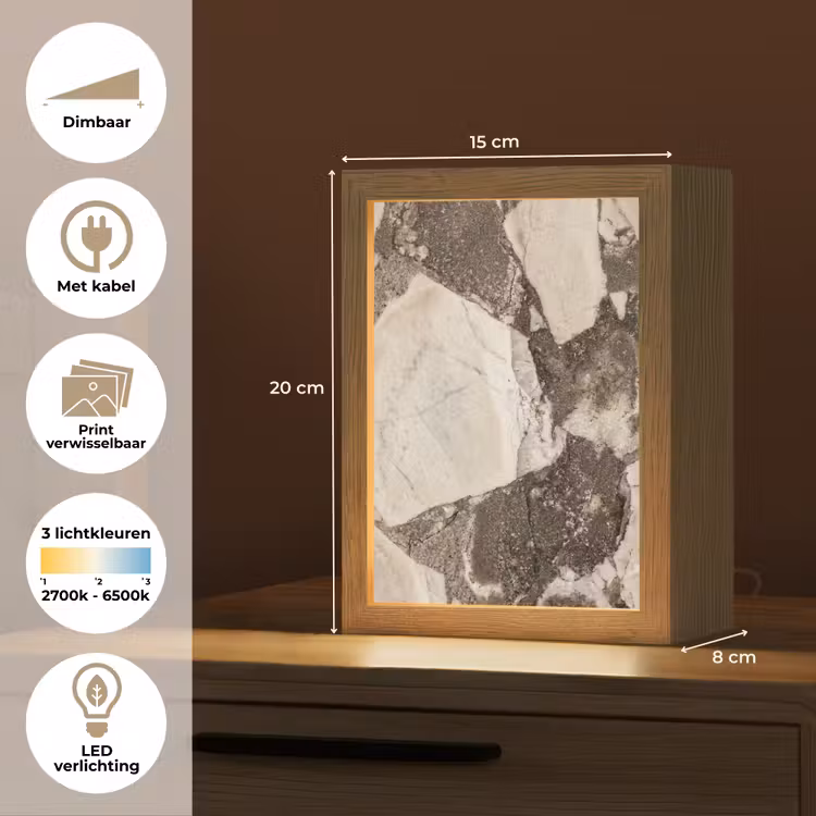 Textuur - Marmer - Abstract - Beige - Bruin Light Box met kabel (Wandlamp) klein -USP_websiteoverzichtNL