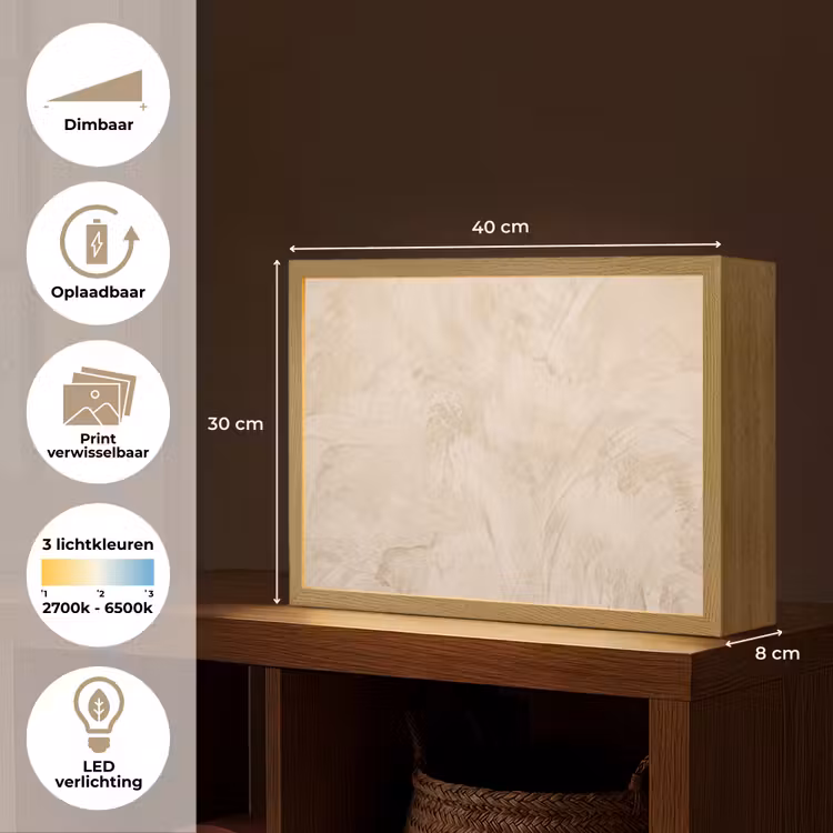 Textuur - Patroon - Abstract - Modern - Beige Light Box met batterij (Wandlamp) middel -USP_websiteoverzichtNL