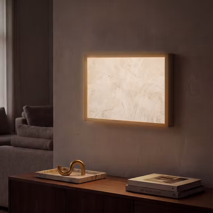 Textuur - Patroon - Abstract - Modern - Beige Light Box met batterij (Wandlamp) middel -sfeer1