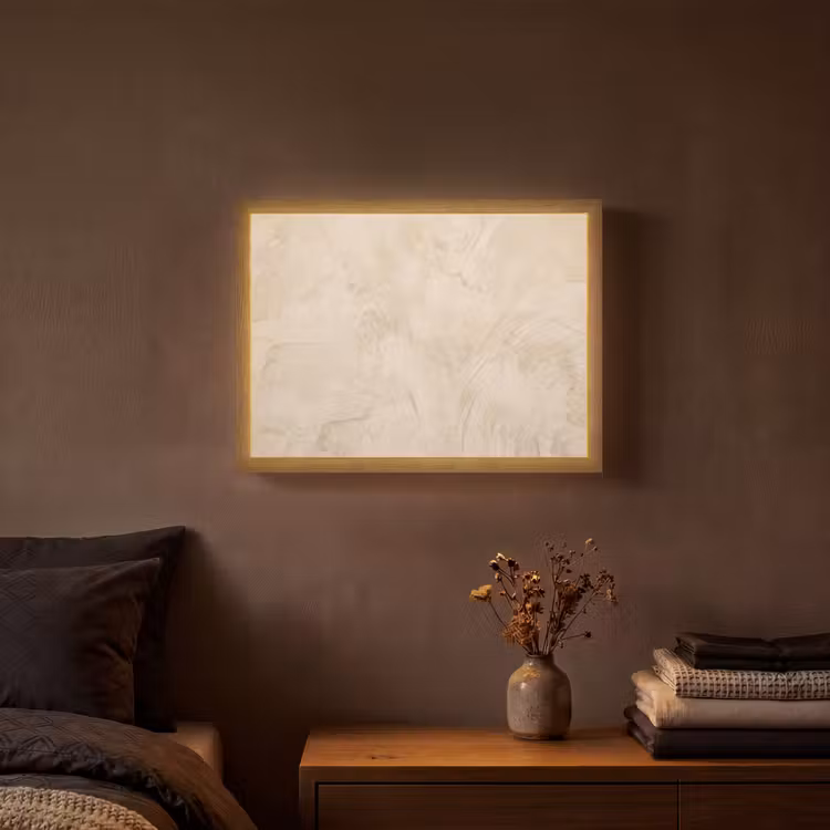 Textuur - Patroon - Abstract - Modern - Beige Light Box met batterij (Wandlamp) middel -sfeer4