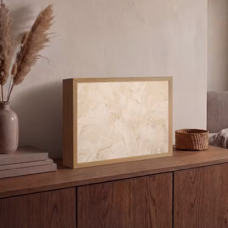 Textuur - Patroon - Abstract - Modern - Beige Light Box met batterij (Wandlamp) middel -sfeer2