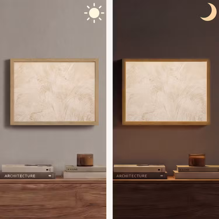 Textuur - Patroon - Abstract - Modern - Beige Light Box met batterij (Wandlamp) middel -sfeer3