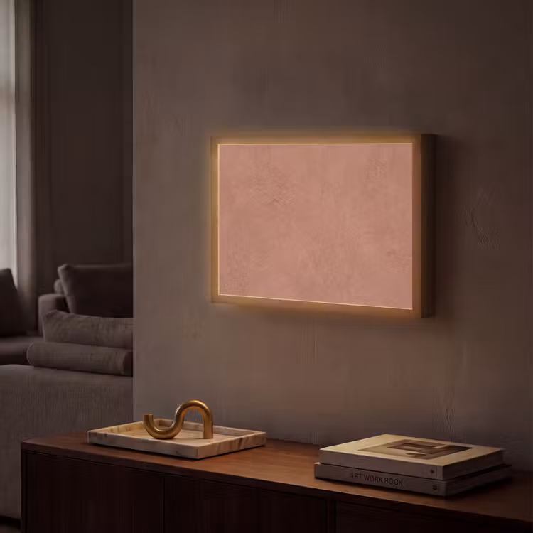 Textuur - Roodbruin - Grof - Modern Light Box met batterij (Wandlamp) middel -sfeer1