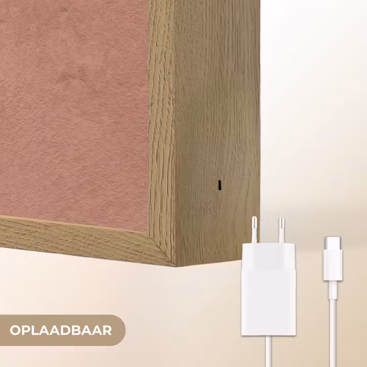 Textuur - Roodbruin - Grof - Modern Light Box met batterij (Wandlamp) middel -USP_websiteoplaadbaarNL