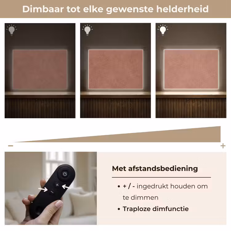 Textuur - Roodbruin - Grof - Modern Light Box met batterij (Wandlamp) middel -USP_dimbaarNL