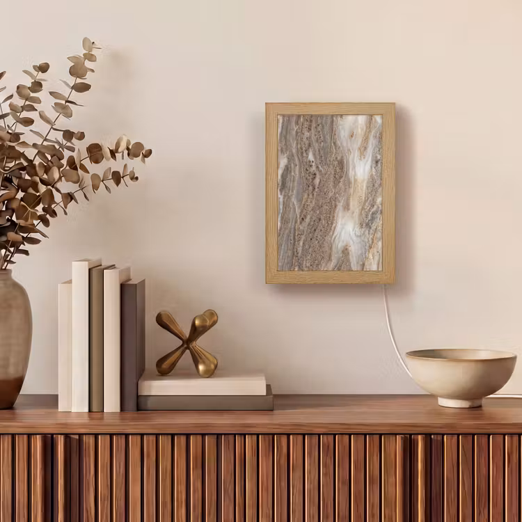 Textuur - Steen - Abstract - Beige Light Box met kabel (Wandlamp) klein -sfeer2