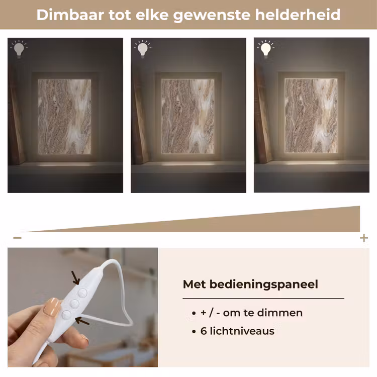 Textuur - Steen - Abstract - Beige Light Box met kabel (Wandlamp) klein -USP_dimbaarNL