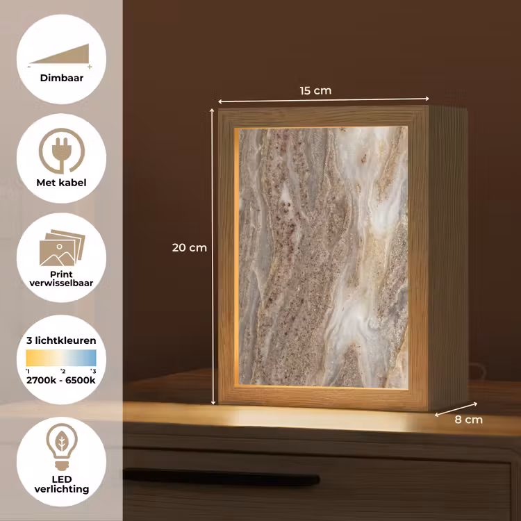 Textuur - Steen - Abstract - Beige Light Box met kabel (Wandlamp) klein -USP_websiteoverzichtNL