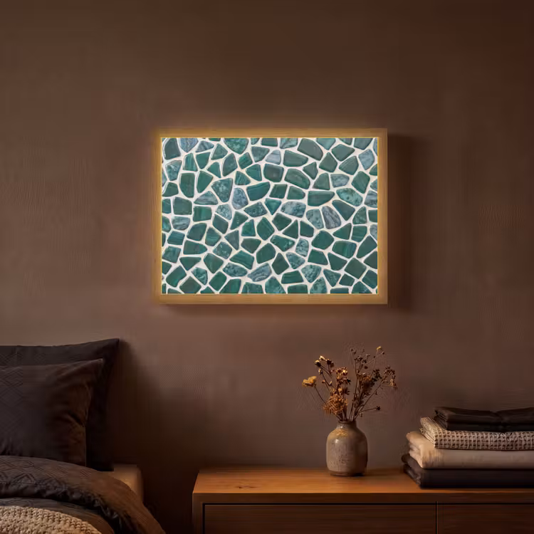 Textuur - Steen - Groen - Abstract - Patroon Light Box met batterij (Wandlamp) middel -sfeer4