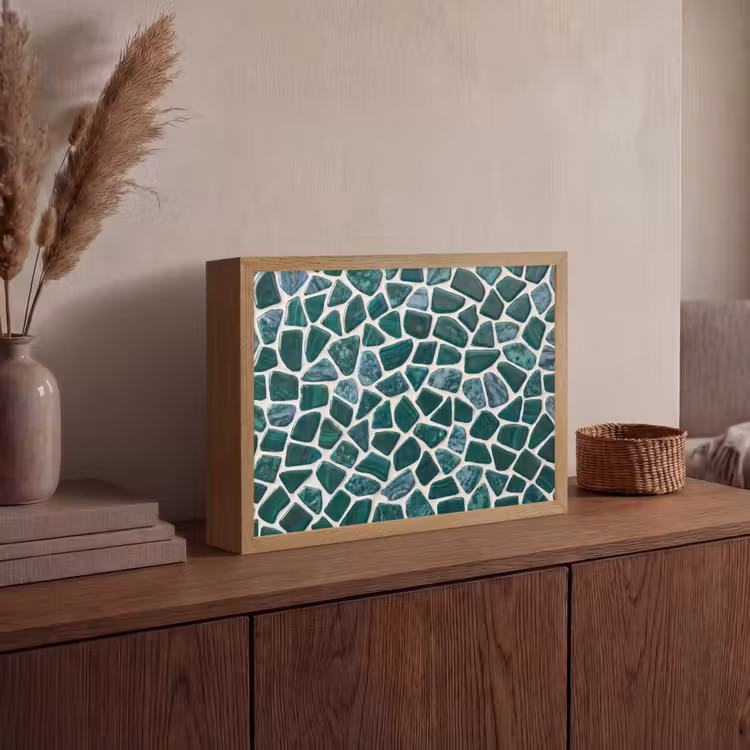 Textuur - Steen - Groen - Abstract - Patroon Light Box met batterij (Wandlamp) middel -sfeer2